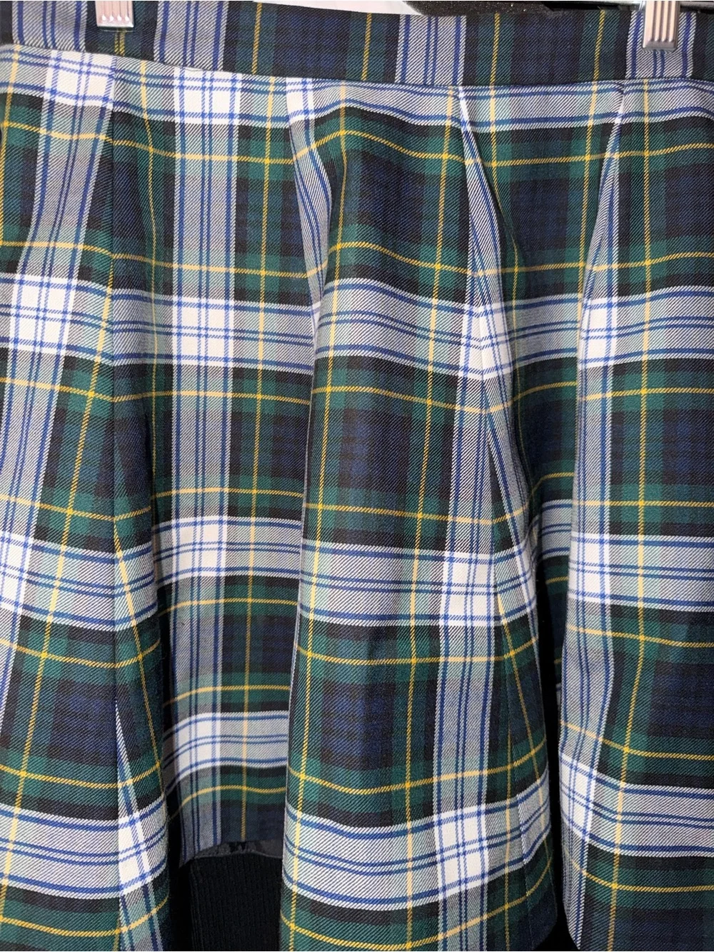 J. Crew Navy, Green & White Plaid Circle Skirt